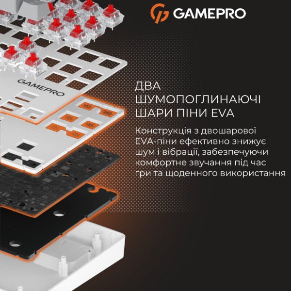 Фото - Клавіатура дротова GamePro Genesis Metallic Outemu Red Swithes USB White (MK110W)