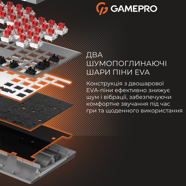 Фото - Клавіатура дротова ігрова GamePro Genesis Metallic Outemu Red Swithes USB Gray (MK144G)