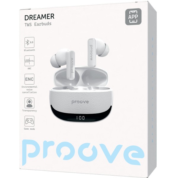 Фото - Навушники вкладиші бездротові TWS Proove Dreamer TWS with ANC (APP) white (TWDM0001AP02)