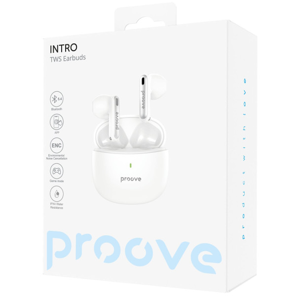 Фото - Навушники вкладиші бездротові TWS Proove Intro TWS (APP) White (TWYP53002202)