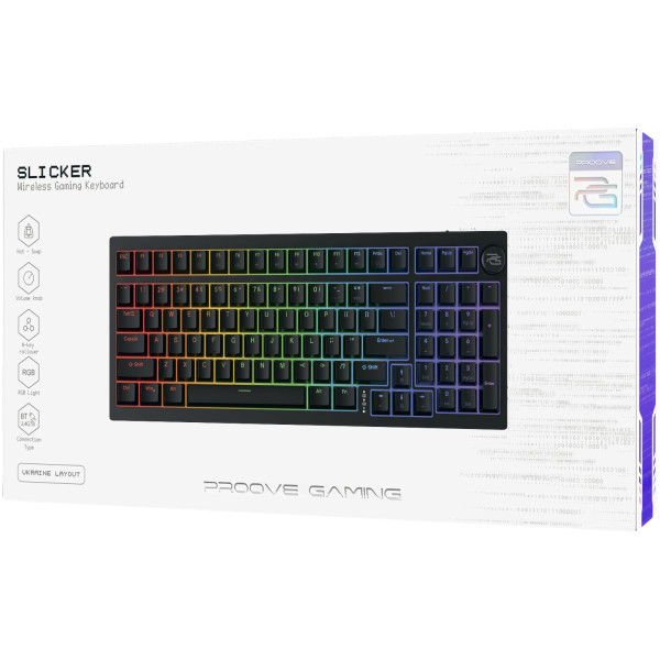 Фото - Клавиатура беспроводная игровая Proove Gaming Slicker (Ukraine Layout) Black (WKSL00022401)