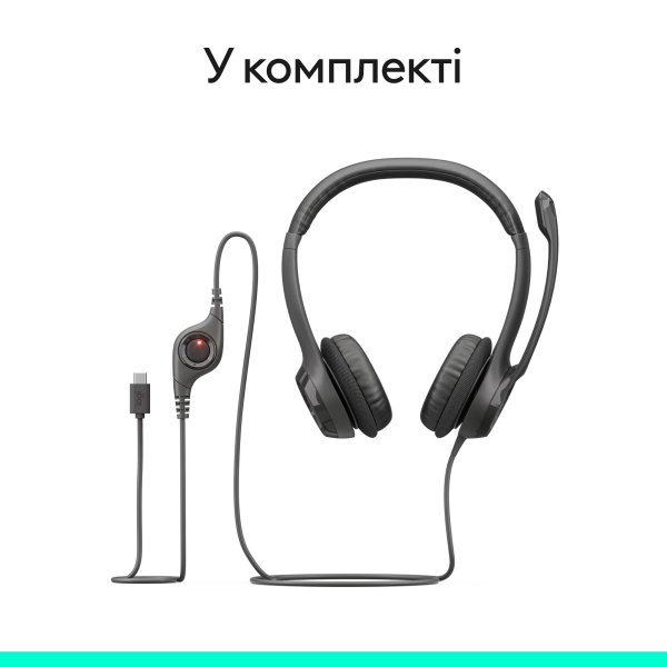 Фото - Гарнітура дротова Logitech H390 USB-C Midnight Black (981-001576)