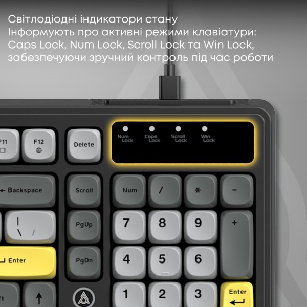 Фото - Клавиатура проводная игровая Ajazz AF98 Black Gray Yellow (AF98-BGY)