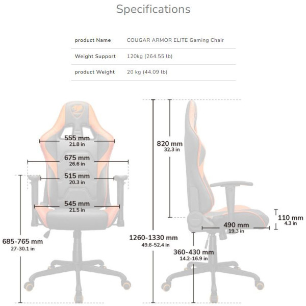 Фото - Кресло для геймеров Cougar Armor ELITE Black/Orange
