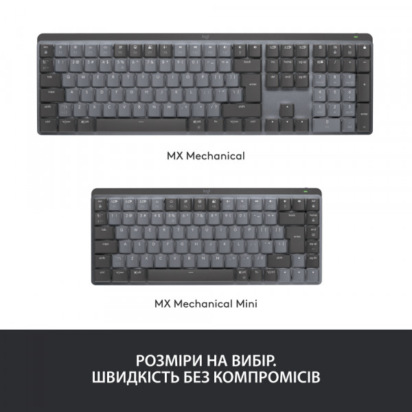 Фото - Клавіатура бездротова Logitech MX Mechanical Mini Illuminated BT Clicky Graphite UA (920-010782)