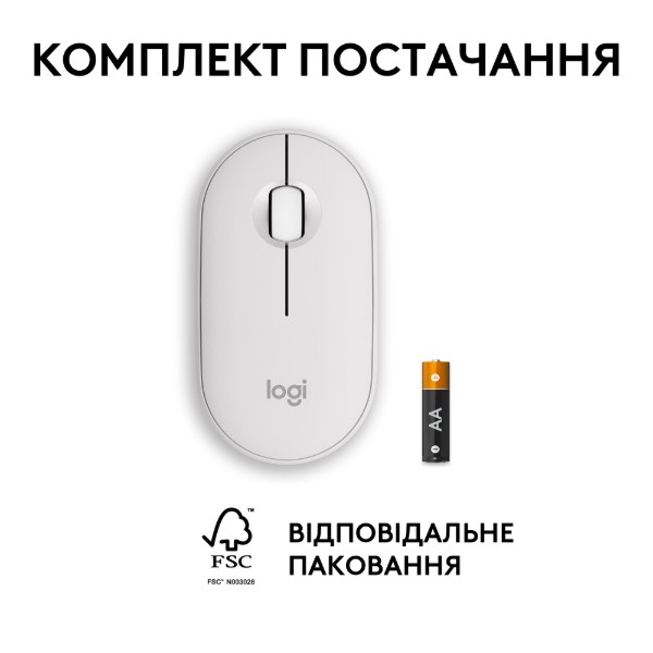 Фото - Миша бездротова Logitech Pebble Mouse 2 M350s White Bluetooth (910-007013)