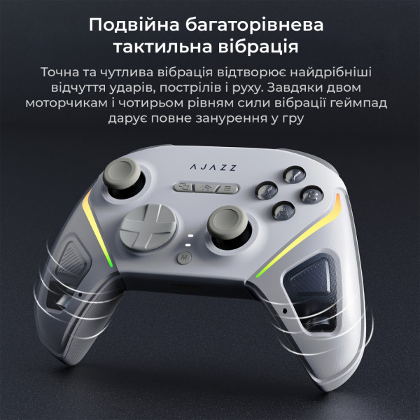 Фото - Геймпад Ajazz 2.4G/BT/USB RGB White (GP100S-W)