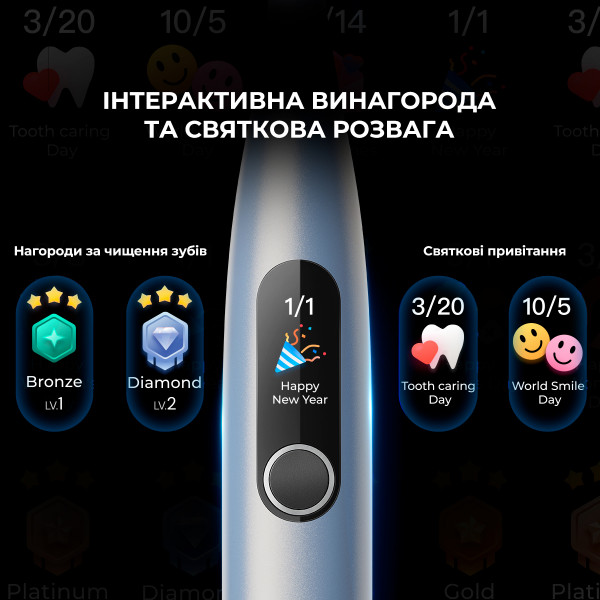 Фото - Зубная щетка электрическая Oclean X Pro Digital Electric Toothbrush Glamour Silver (6970810552560)
