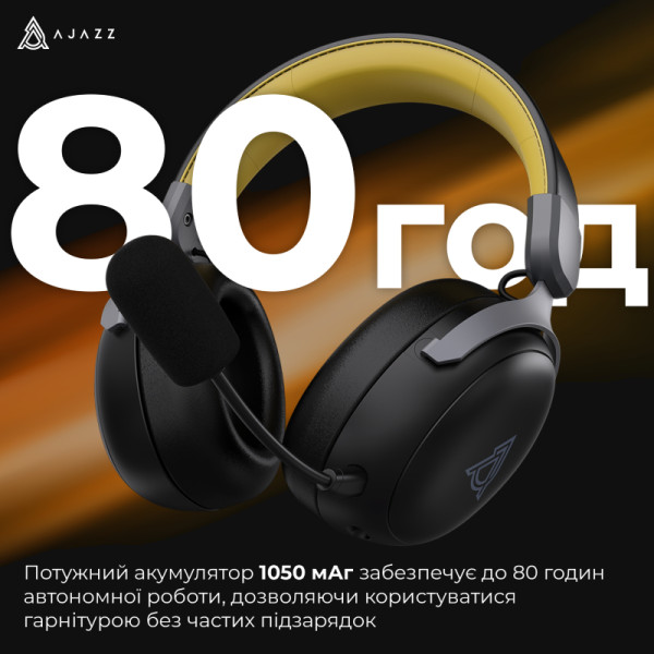 Фото - Гарнітура бездротова ігрова Ajazz AHM08 MAX 3-Mode Black (AHM08-MAX-BGY)