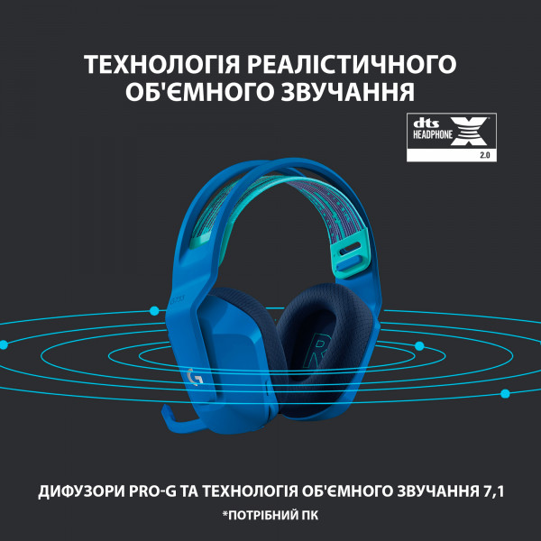 Фото - Гарнітура бездротова ігрова Logitech G733 Lightspeed Blue (981-000943)