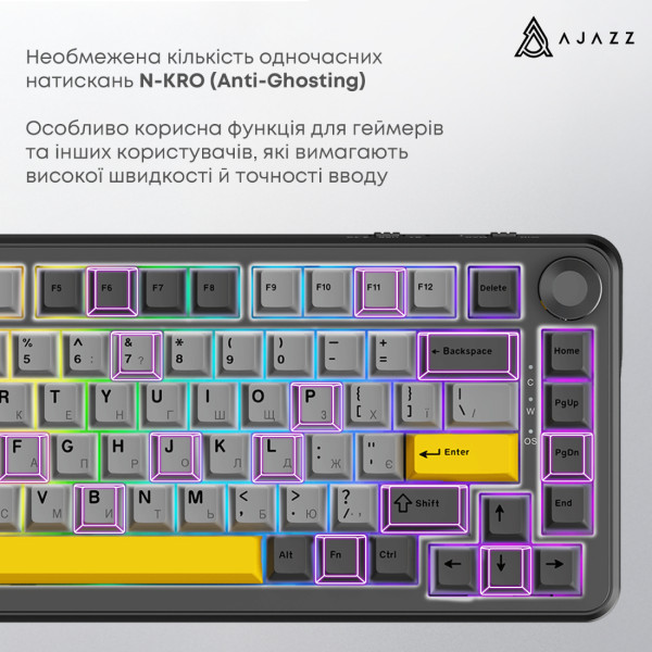 Фото - Клавіатура бездротова ігрова Ajazz AK820 MAX PLUS (AK820MAX-DD-BGY)