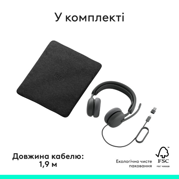 Фото - Гарнітура дротова Logitech Zone Wired 2 USB Graphite (981-001619)