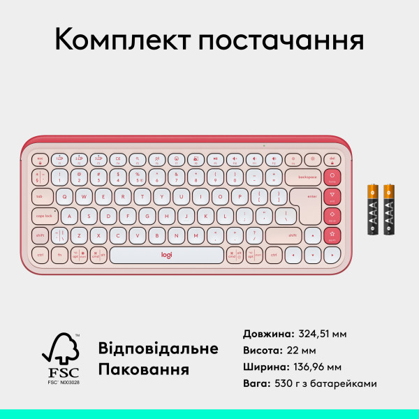 Фото - Клавіатура бездротова Logitech POP Icon Keys Rose (920-013073)