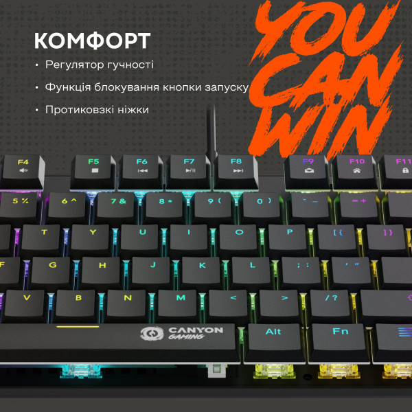 Фото - Клавиатура проводная игровая Canyon Cometstrike GK-50 RGB TKL ENG/UKR Black (CND-SKB50-US)