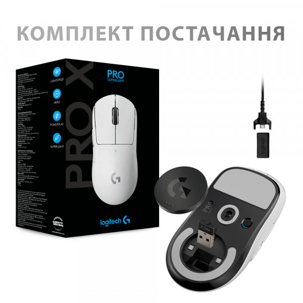 Фото - Миша бездротова ігрова Logitech G Pro X Superlight White (910-005942)
