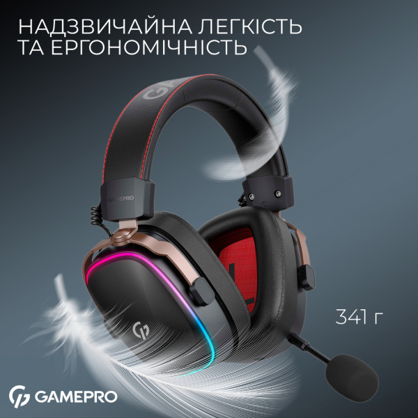 Фото - Гарнітура бездротова ігрова GamePro Asgard Valkyria RGB Tri-Mod (HSW249B)