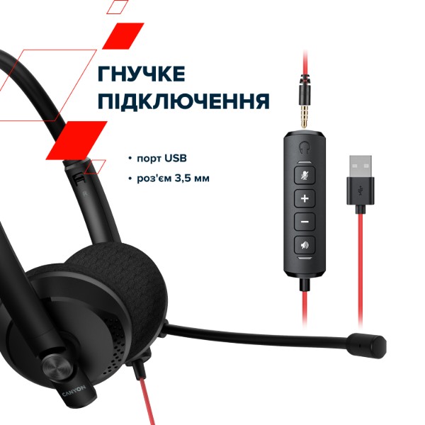 Фото - Уцінка - Гарнітура дротова Canyon HS-07 Black (CNS-HS07B)