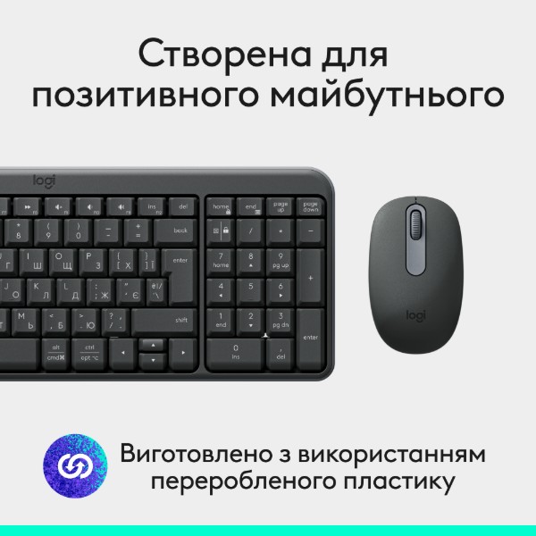 Фото - Клавиатура+мышь беспроводная Logitech MK250 Wireless Combo Graphite UKR (920-013823)
