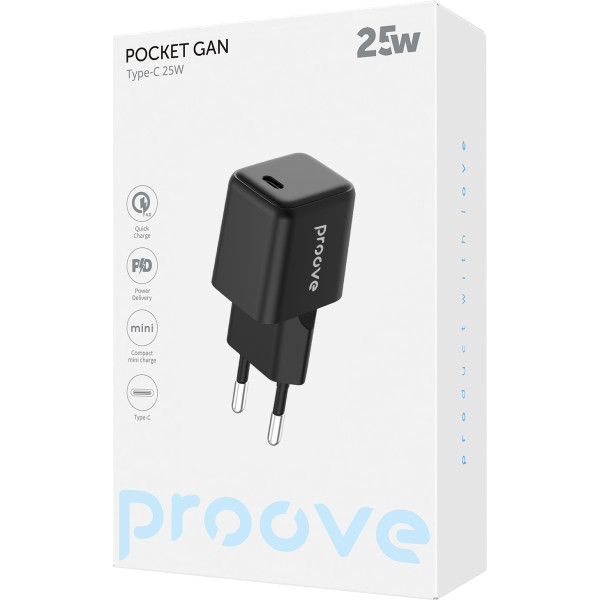 Фото - Сетевое зарядное устройство Proove Pocket GaN 25W (Type-C) black (WCPG25010201)