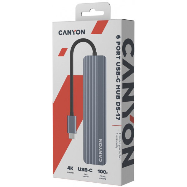 Фото - Хаб USB Canyon 6 port 4k USB-C Hub DS-17 (CNS-TDS17)
