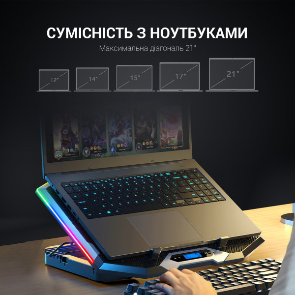 Фото - Підставка під ноутбук охолоджуюча GamePro CP870 Black