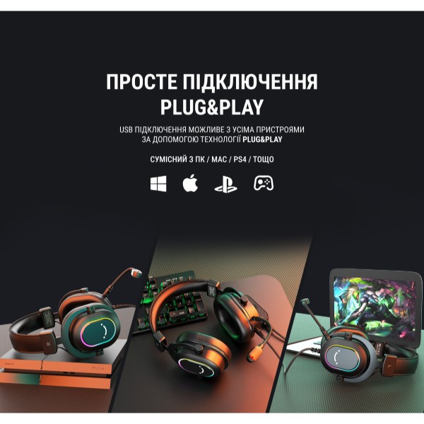 Фото - Гарнітура дротова ігрова Fifine Black RGB (H6)