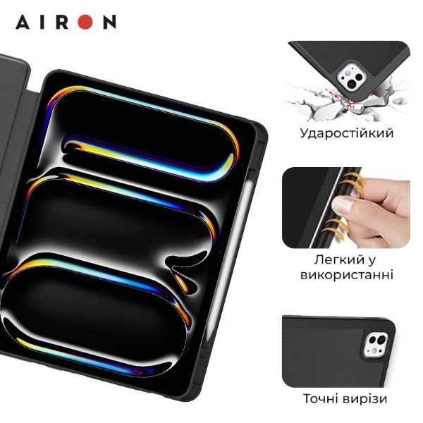 Фото - Чехол для планшета AIRON Premium SOFT for Apple iPad Pro 11 2024 с защ. пленкой и салфеткой Black (4822352781128)