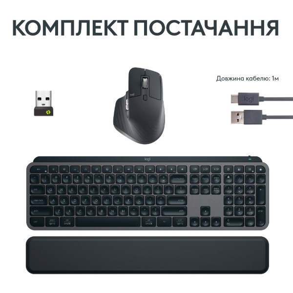 Фото - Клавіатура + миша бездротова Logitech MX Keys S Wireless Combo Graphite (920-011614)