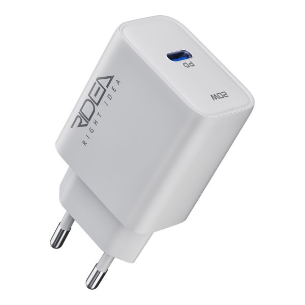 Фото - Мережевий зарядний пристрій Ridea Rapid Pro 1USB-C QC/PD 20W+Type-C to Lightning White (RW-20125)