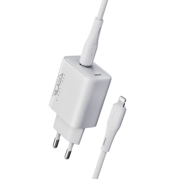 Фото - Мережевий зарядний пристрій Ridea Rapid Pro 1USB-C QC/PD 20W+Type-C to Lightning White (RW-20125)