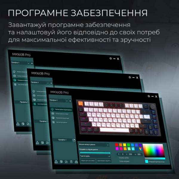 Фото - Клавиатура беспроводная игровая GamePro Asgard Valhalla QLAB Sakura Switch Bluetooth/2.4G/USB Black (MK160-B-QS-PRO)