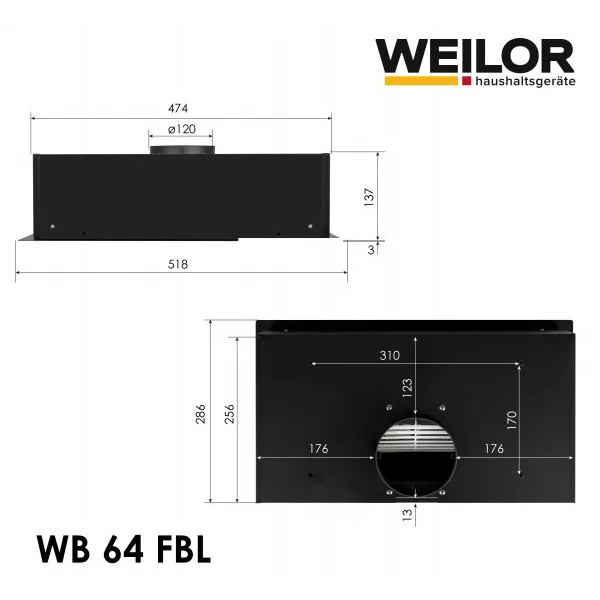 Фото - Витяжка вбудована Weilor WB 64 FBL