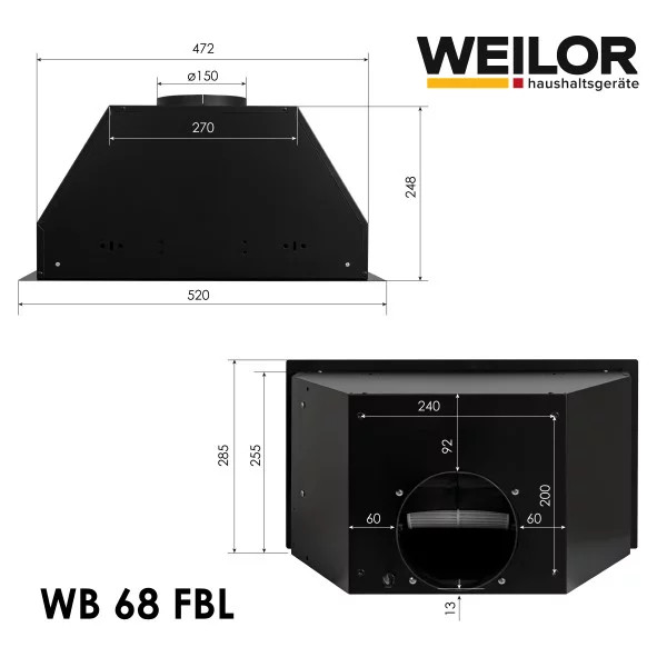 Фото - Витяжка вбудована Weilor WB 68 FBL