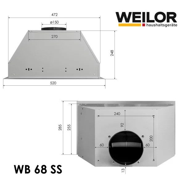 Фото - Вытяжка встраиваемая Weilor WB 68 SS