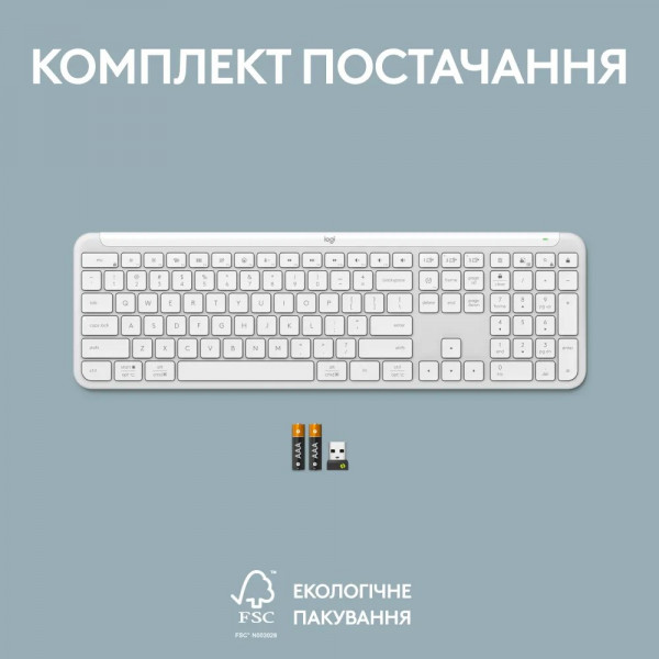 Фото - Клавіатура бездротова Logitech Signature Slim Wireless Keyboard K950 White (920-012466)