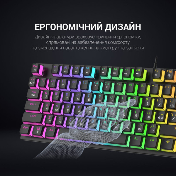 Фото - Клавіатура дротова ігрова GamePro MK80B Black