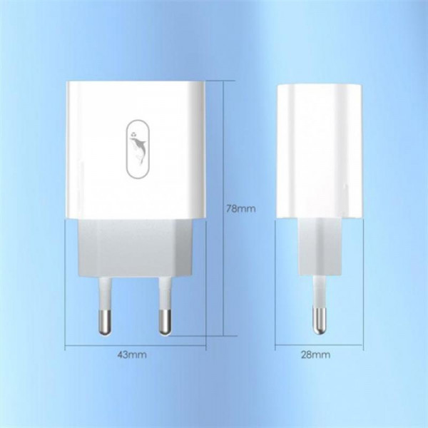 Фото - Мережевий зарядний пристрій SkyDolphin SC20 PD+QC3.0 (2USB, 3A) White (MZP-000121)