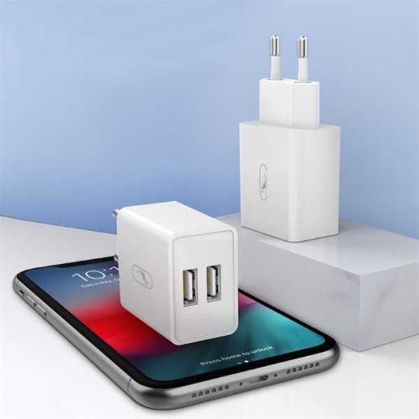 Фото - Сетевое зарядное устройство SkyDolphin SC30V (2USB, 2.1A) White (MZP-000114)+кабель microUSB