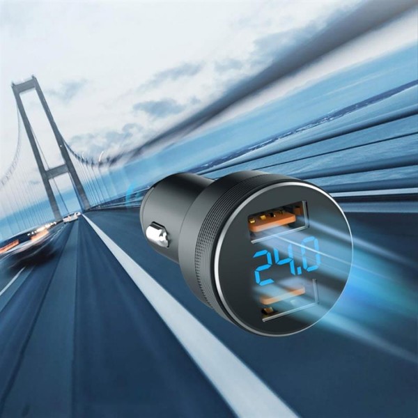 Фото - Автомобильное зарядное устройство SkyDolphin SZ05 Aluminium Double QC3.0 (2USB, 3.1A) Black (AZP-000084)