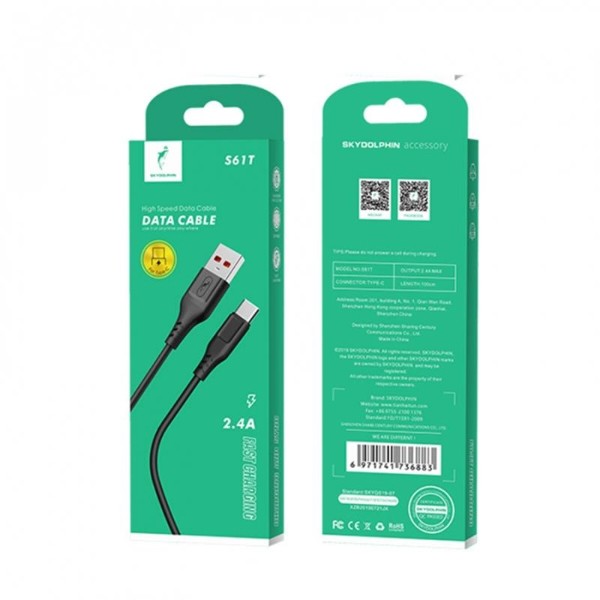 Фото - Кабель SkyDolphin S61T USB Type-C 1 м Black (USB-000444)