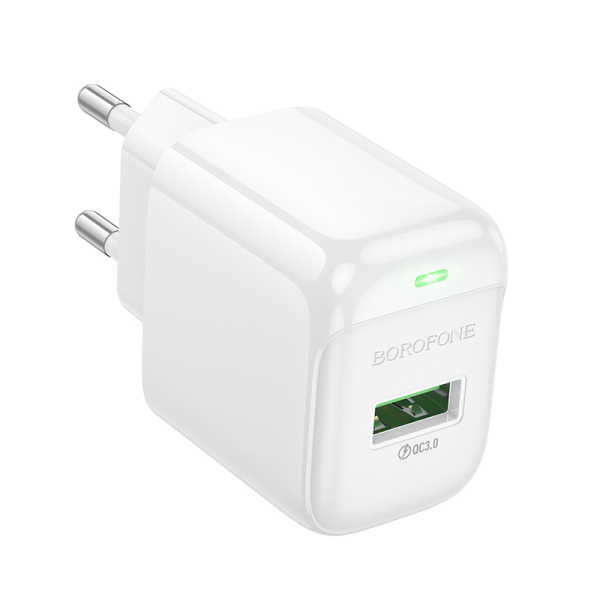 Фото - Мережевий зарядний пристрій BOROFONE BAS42A Potential single-port QC3.0 charger(EU) White (6941991113789)