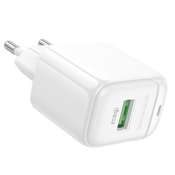 Фото - Мережевий зарядний пристрій BOROFONE BAS42A Potential single-port QC3.0 charger(EU) White (6941991113789)
