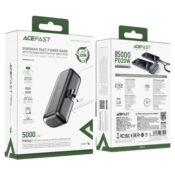 Фото - Батарея мобільна AceFast M9-5000 PD20W Black (6974316283201)