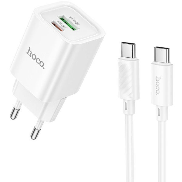 Фото - Сетевое зарядное устройство HOCO C149A Charm PD30W+QC3.0 charger set (C to C)(EU) White (6942007630351)