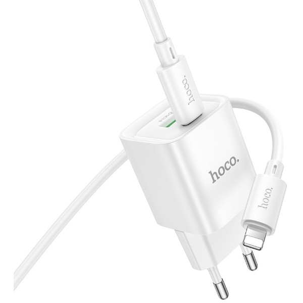 Фото - Мережевий зарядний пристрій HOCO C147A Charm PD20W+QC3.0 charger set (C to iP)(EU) White (6942007630283)