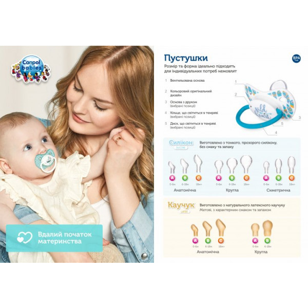 Фото - Кругла пустушка Canpol babies Nature силіконова, 1 шт. (22/435)