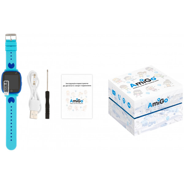 Фото - Дитячий годинник AmiGo GO001 Swimming Camera+LED Blue