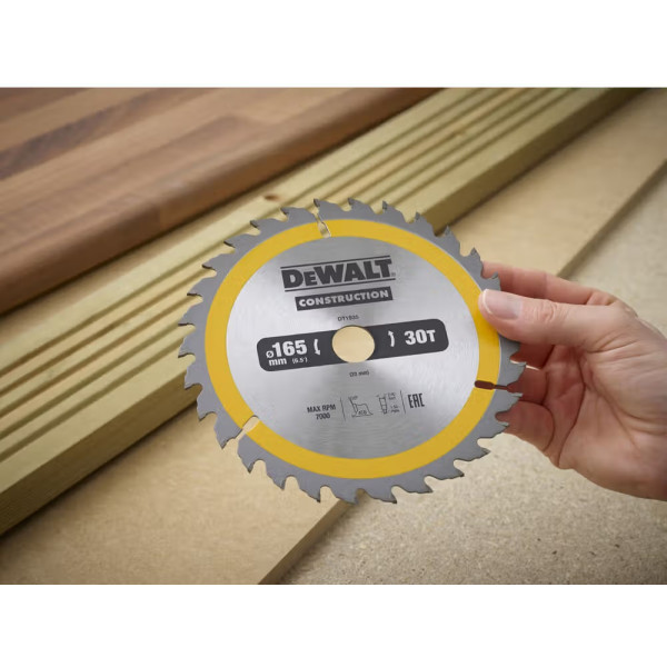 Фото - Круг відрізний по дереву DeWALT СONSTRUCTION 165х20 мм (DT1935)