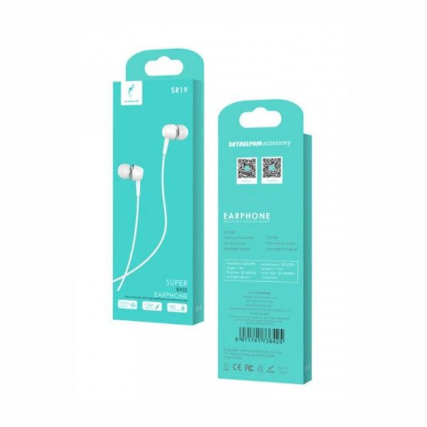 Фото - Навушники вкладиші дротові SkyDolphin SR19 White (HF-000408)
