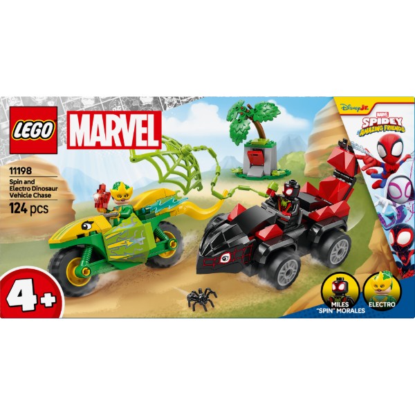 Фото - Конструктор LEGO Spidey Перегони на електромобілях з динозаврами (11198)
